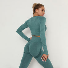 Load image into Gallery viewer, Seamless Women Sport Set For Gym Long Sleeve Top High Waist Belly Control Leggings Clothes Seamless Sport Suit Sexy Booty Girls
