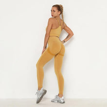 Load image into Gallery viewer, Seamless Women Sport Set For Gym Long Sleeve Top High Waist Belly Control Leggings Clothes Seamless Sport Suit Sexy Booty Girls
