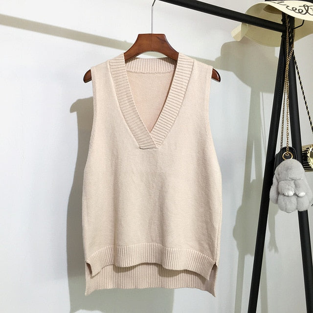 V-neck knitted women's sweater