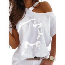 Load image into Gallery viewer, Large size Top Off Shoulder summer T-shirt : Women
