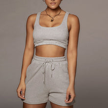 Load image into Gallery viewer, Casual Sportswear Two Piece Set for Women 2021 Crop Top And Shorts
