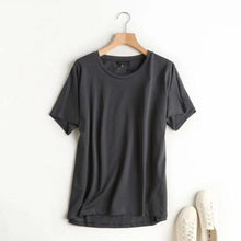 Load image into Gallery viewer, Withered Summer T shirt for Women - England Style Simple Solid O-Neck Cotton
