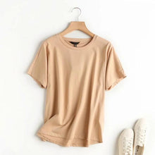 Load image into Gallery viewer, Withered Summer T shirt for Women - England Style Simple Solid O-Neck Cotton
