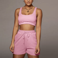 Load image into Gallery viewer, Casual Sportswear Two Piece Set for Women 2021 Crop Top And Shorts
