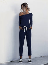 Load image into Gallery viewer, Solid Color Jumpsuits Drawstring Design
