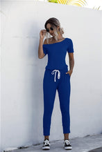 Load image into Gallery viewer, Solid Color Jumpsuits Drawstring Design
