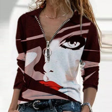 Load image into Gallery viewer, Women Long Sleeve V Neck Geometric Printed Blouse
