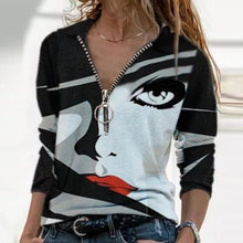 Load image into Gallery viewer, Women Long Sleeve V Neck Geometric Printed Blouse
