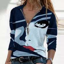 Load image into Gallery viewer, Women Long Sleeve V Neck Geometric Printed Blouse
