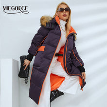 Load image into Gallery viewer, Autumn Winter Women&#39;s  Long Hooded Jacket with Fake Fur Collar
