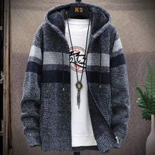 Load image into Gallery viewer, Winter Mens Jacket : Warm Coat Knitted Sweater Fleece Hooded
