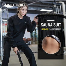 Load image into Gallery viewer, 2 Piece Set Women’s Pullover Black Sauna Suit
