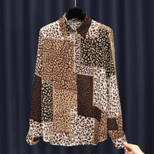 Load image into Gallery viewer, 2022 Spring New Leopard Patchwork Print Satin Shirt for Women
