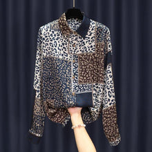 Load image into Gallery viewer, 2022 Spring New Leopard Patchwork Print Satin Shirt for Women
